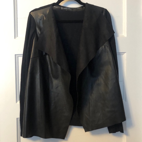 Fashion to Figure Sweaters - Fashion 2 Figure Black Leather / Suede Sweater - 1 Fashion to Figure Sweaters - Fashion 2 Figure Black Leather / Suede Sweater - 1